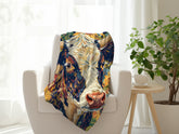 Floral Fable Cow Fleece Throw Blanket